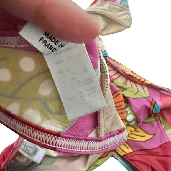 AUTH VTG Christian Dior Retro Floral Print Colorful Bikini Swimsuit Set - Picture 11 of 16